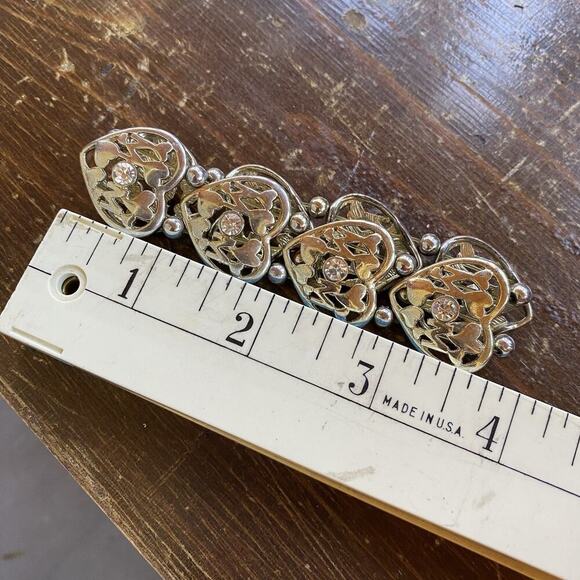 Mom Hearts Charms Chain Bracelet Silver Tone Crystal Elastic Stretch - Picture 3 of 5